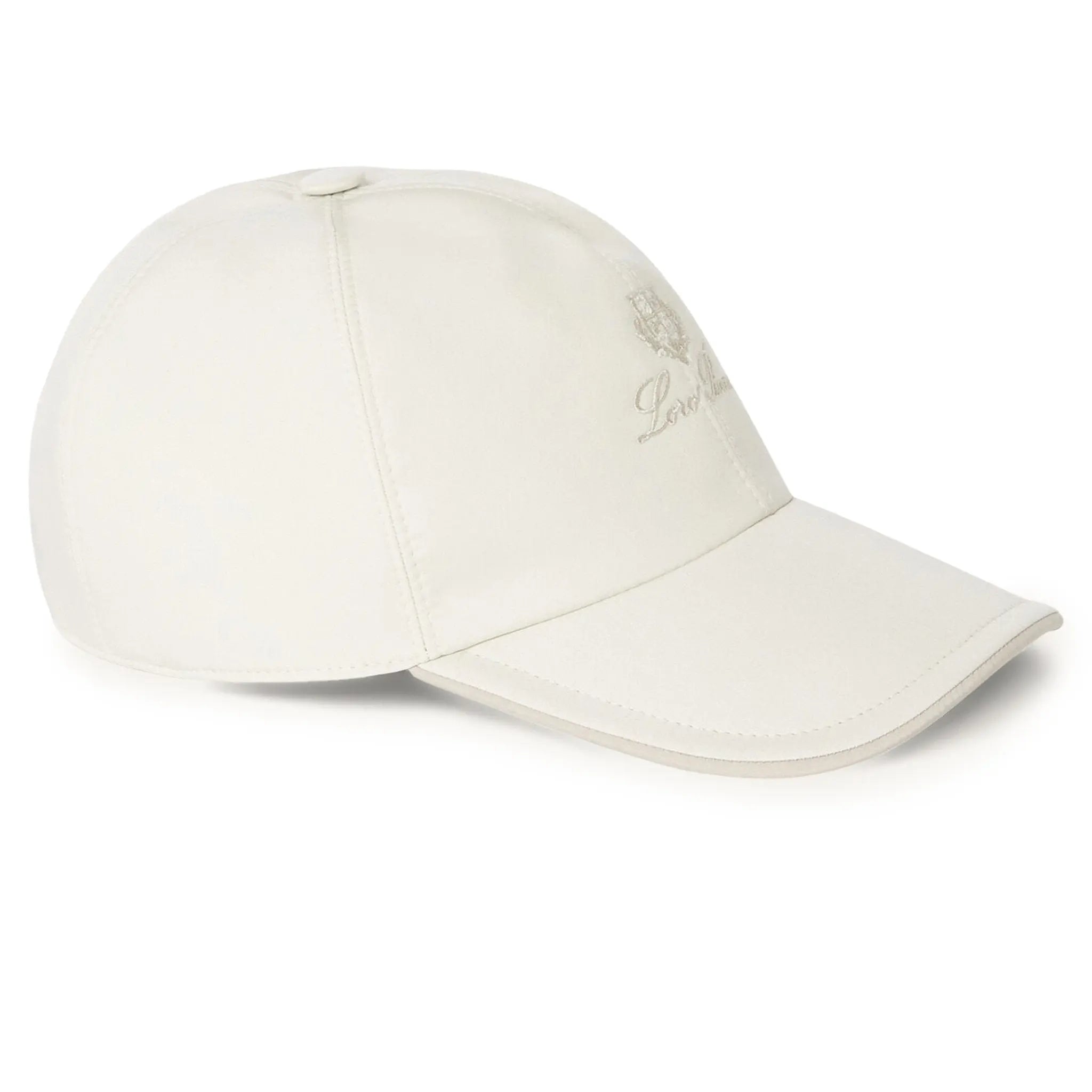 Front Side View of Loro Piana Microfibre Storm System Tonal Desert Dunes Ivory Baseball Cap FAB1977_B1GK